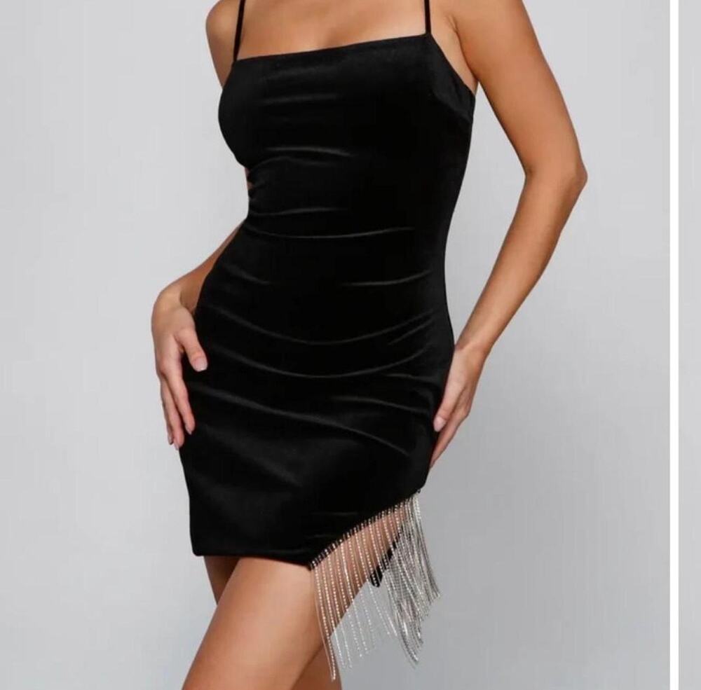 Chic Windsor Black Cocktail Dress Size M Black Velvet